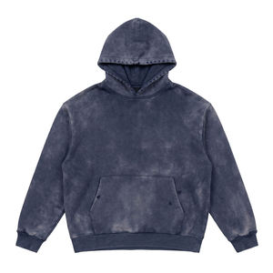 เสื้อฮู้ดดี้โอเวอร์ไซส์ผู้ชาย สีพื้น ย้อมสีแบบ Garment Dyed ผ้าฝ้ายเฟรนช์เทอร์รี่ มีกระเป๋า ดีไซน์สำหรับฤดูใบไม้ร่วง ทรงปกติ - Product Image 6