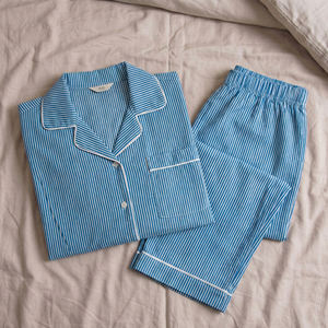 Premium Indigo Cotton Hand Printed Pajama Set <b>for</b> <b>Women</b> Floral Sleepwear Wholesale Factory Supplier India - Product Image 2