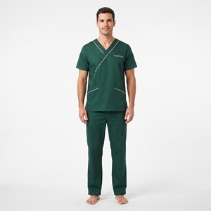 Ensemble de blouses médicales pour hommes, haut à manches courtes et pantalon, col rabattu, bordure blanche, uniforme de travail médical pour hôpital - Product Image 5