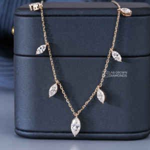 จี้เพชรทรงมาร์คีส์ทองคำขาว 14K ประดับเพชรเลี้ยงในห้องปฏิบัติการ สี EF น้ำหนัก 1.84 กรัม สำหรับผู้หญิง ดีไซน์หรูหรา - Product Image 6