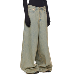 Pantalones Vaqueros Anchos de Hombre Azul Claro, Cintura Alta, Denim Lavado, Corte Holgado, Casuales de Verano - Product Image 5