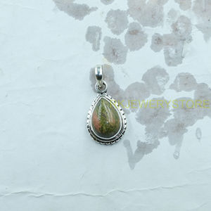 Colgante de Jaspe Unakita Natural, Colgante de Plata de Ley 925, Diseño Hecho a Mano, Joyería de Jaspe, Regalo de Navidad o Cumpleaños para Ella - Product Image 6