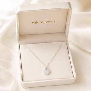 Collar de Conchas Marinas para Mujer |   Colgante de Concha de Vieira de Plata de Ley 925 con Cuentas de Piedras Preciosas para Compromiso, Boda y Fiesta - Product Image 6