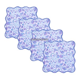 Block Printed Party Scallop <b>Napkins</b> for <b>Birthday</b> Party With High Quality Customizable Square Embroidered Scallops Mix Match - Product Image 1