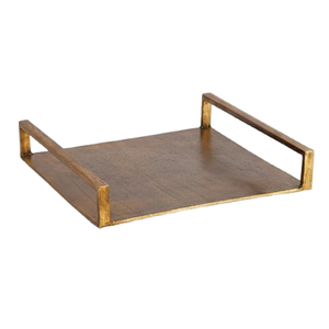 Bandeja de Servir de Aluminio Metálico Hecha a Mano, Elegante y Decorativa para el Hogar, Cocina, Cafeterías y Restaurantes, Acabado en Color Dorado - Product Image 1