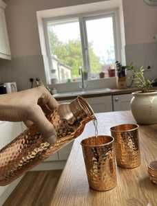 Pure Hammered <b>Copper</b> Water Bottle Handmade Leak Proof Ayurvedic Detox Bottle <b>Gift</b> <b>for</b> <b>Her</b> & Him Wellness Flask Copperflask - Product Image 3