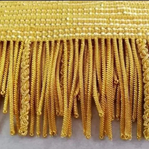 Frange en fil de métal doré de haute qualité pour la décoration de vêtements, frange en fil de métal doré pour une couture élégante - Product Image 5