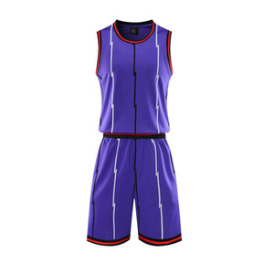 Purple Sleeveless Basketball Jersey Set With Lightning Stripes Sublimated Print Moisture Wicking Men's Regular Fit All Seasons - Product Image 1