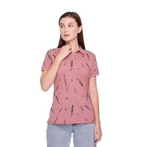 Low Price Summer Season Printed Women's Stylish Polo Shirts Custom Design Color Size Turn Down Collar Polo Shirts - Product Image 4