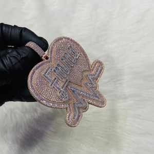 Collar de Lujo con Colgante de Moissanita en Forma de Corazón, Diseño Personalizado con Nombre, Acabado en Oro Rosa, Joyería Hip Hop - Product Image 5