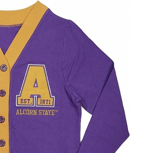B2B Alcorn State On V-Neck <b>Purple</b> Cardigans With Full Sleeve Knitted Casual Unisex Sweaters With Pockets And Buttons - Product Image 5
