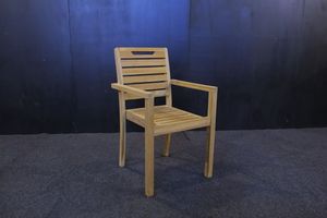 Solid Teak Wood <b>Stackable</b> Outdoor Dining Arm <b>Chair</b> Well Sanded Finish Modern Design - Product Image 5