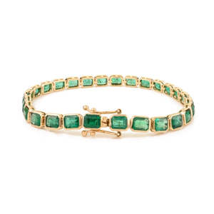 Fashion Tennis <b>Bracelet</b> 11.73ct Green Emerald <b>Infinity</b> Design in 14k Yellow Gold - Product Image 4
