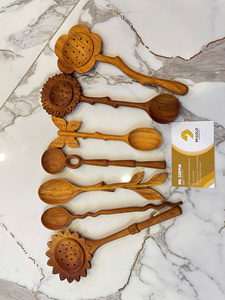 ช้อนไม้แกะสลักลายใบไม้ ทำมือ เป็นมิตรกับสิ่งแวดล้อม พร้อมสลักโลโก้ ความจุ 20 มล. สำหรับงานปาร์ตี้ - Product Image 4