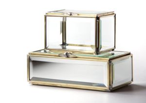Boîtes de rangement en verre biseauté faites à la main et personnalisées avec cadre en laiton pour organiser les bijoux, boîtes en métal et en verre - Product Image 4