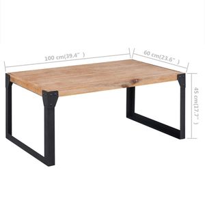 Tavolino da caffè in legno massello di acacia 100% marrone e nero con gambe in acciaio - Product Image 5