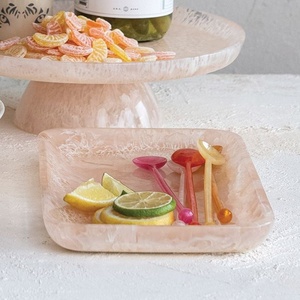 Plateau de service rectangulaire vert en résine, motif marbre moderne de luxe, design fruitier pour mariage, plat décoratif pour table à manger - Product Image 4