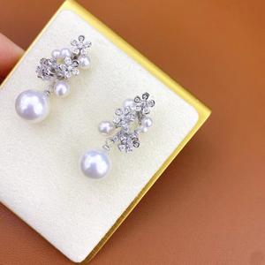 Pendientes Colgantes de Perlas de Oro G18K de Alta Gama, Diseño Simple de Pestañas con Edición de Precisión 925, Joyería de Moda de Lujo Ligero de 9-10 mm - Product Image 4