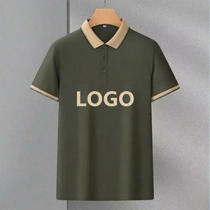 Camisas Polo Verdes Personalizadas para Hombre al por Mayor, Camisetas Casuales de Manga Corta de Algodón, Tops Polo Verdes con Cuello en Contraste, Camisa Polo de Golf - Product Image 1
