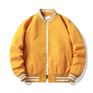 Blouson universitaire personnalisé en gros, veste bomber vierge, vêtement d'extérieur rayé avec fermeture boutonnée, unisexe, streetwear, fabricant - Product Image 5