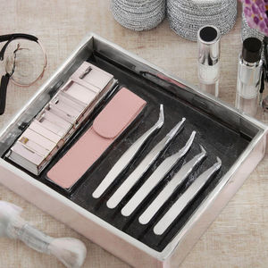 ชุดแหนบต่อขนตา สแตนเลส ปลายแหลมเฉียง ยาว 10 มม. เครื่องมือความแม่นยำสูง กล่องสีชมพู สำหรับต่อขนคิ้ว ดูแลความงาม - Product Image 3