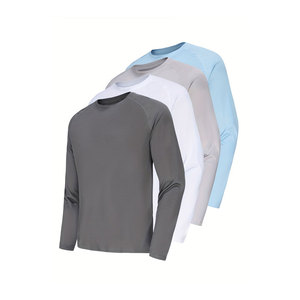 Men's Outdoor Raglan Sports T Shirt Crew Neck Breathable Quick Dry <b>Athletic</b> Running Men Training Shirt - Product Image 1
