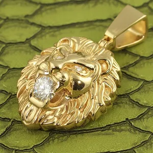 Pendentif Tête de Lion en Moissanite VVS1 Certifiée IGI 127 CTW, Plaqué Or Jaune 14 carats, Collier Hip Hop pour Homme avec Breloque Animale Givrée - Product Image 5