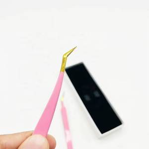 Morje Surgical <b>Pink</b> Eyelash Tweezers Set Stainless Steel Precision <b>Tools</b> with Serrated & Toothed Tips 10mm Length in <b>Box</b> - Product Image 5