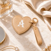 Espejo Cosmético de Bolsillo con Forma de Corazón Personalizado, Acabado Plateado, Llavero de Plástico, Portátil, Plegable de Una Sola Cara, para Regalo o Viaje