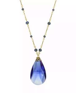 Collana da Donna con Grande Ciondolo Briolette Blu in Tono Oro |   2028 - Product Image 1