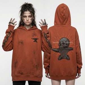 Yellow Acid Wash 400GSM Heavyweight Hoodie Safety <b>Pin</b> Graphic Anarchy Sleeve Print Women Cropped Fit Streetwear <b>Punk</b> Pullover - Product Image 5