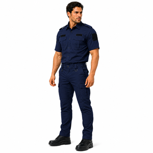 Ensemble uniforme de sécurité personnalisé : chemise de travail à manches courtes et pantalon cargo, couleur unie - Product Image 3