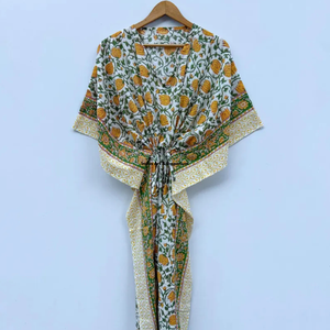 Wholesale Hand Block Printed Cotton <b>Kaftan</b> Block Printed Cotton <b>Beach</b> <b>Kaftan</b> Women Party Dress Wear Night Maxi Dress - Product Image 2