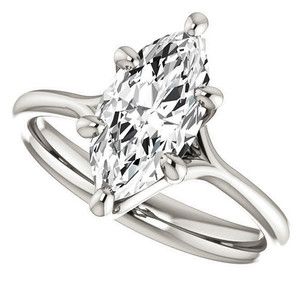 Anillo de Compromiso y Boda con Diamante Cultivado en Laboratorio, Corte Marquesa, 6 Puntas, Oro 9k/10k/18k, Certificado IGI, Diseño Moderno - Product Image 3