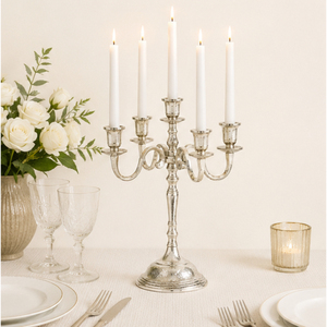 Luxury <b>Silver</b> Metal Candelabra 5 Arms Aluminum <b>Candlestick</b> Holder for Wedding Table Centerpiece and Christmas Home Decoration - Product Image 5