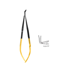 Ciseaux micro-coronariens de qualité supérieure, angulés à 90 degrés °   Instruments chirurgicaux noirs/dorés pour microchirurgie, ophtalmologie, chirurgie plastique et neurochirurgie CE - Product Image 1