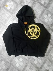 Nouveau design – Sweat à capuche zippé en molleton de coton épais, coupe classique, avec appliqué, broderie vieillie, style streetwear personnalisé - Product Image 5