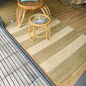 Tapis et carpettes faits à la main en jute naturelle, écologiques, antidérapants, réversibles, adaptés aux animaux domestiques, à motif géométrique, d'épaisseur moyenne et à poils ras - Product Image 5