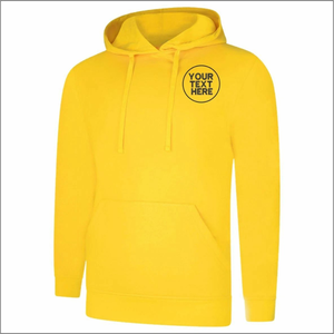 เสื้อฮู้ดสีเหลืองสำหรับผู้ชาย ทรงปกติ ผ้าฝ้ายเฟรนช์เทอร์รี่ สวมใส่สบายๆ ในฤดูใบไม้ร่วง มีกระเป๋าหน้า ลายพิมพ์ด้านหน้า - Product Image 2
