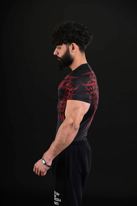 Camiseta Deportiva de Manga Corta Negra para Hombre con Estampado de Dragón Rojo UPF50+ Anti-UV Transpirable de Secado Rápido para Surf y Deportes - Product Image 6