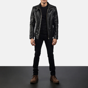 Blouson de motard unisexe en cuir noir Legacy haute performance, manteau de moto élégant, coupe ajustée, en cuir véritable, streetwear hiver - Product Image 2