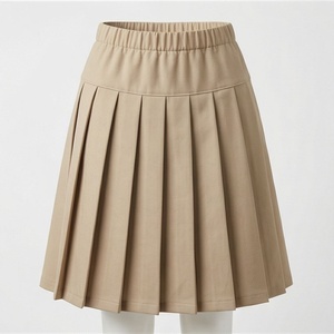 Women Pleated Mini <b>Skirt</b> <b>Elastic</b> <b>Waist</b> Solid Color High <b>Waist</b> Comfortable All Seasons Woven Polyester <b>Skirt</b> - Product Image 1