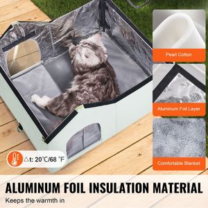 Cuccia Pieghevole per Gatti in Tessuto Oxford 600D con Funzione Riscaldante, Temperatura Regolabile e Timer, Casetta per Gatti da Esterno - Product Image 1