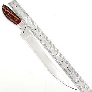 Handmade Damascus Steel Straight Fishing Fillet Knife Resin Handle Leather Sheath Professional Seafood Knives Tarj Enterprises - Product Image 6