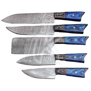 Ensemble de couteaux de chef professionnels en acier inoxydable, manches en bois Pakka, écologiques, ensemble de couteaux de cuisine cinq pièces, vente chaude - Product Image 4