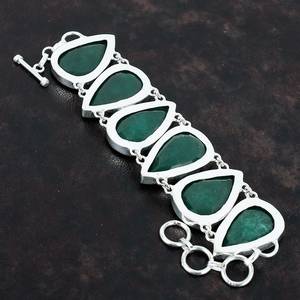 กำไลข้อมือทำมือจากมรกตแซมเบียทรงหยดน้ำ เครื่องประดับเงินแท้ มรกตสีเขียวธรรมชาติ สำหรับผู้หญิง ขายส่ง - Product Image 4