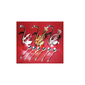 Ensemble de 5 cuillères de luxe en acier inoxydable en forme de cygne avec support durable et cuillères assorties - Product Image 1