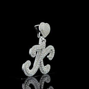 Starspire Jewels Iced Jewelry Moissanite Letter Pendant Brilliant Cut 925 <b>Silver</b> Rose Gold Plated Trendy Custom Cuban Link Chain - Product Image 3
