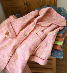 Conjunto de Pijama de Lino y Algodón con Estampado Floral para Mujer, Manga Larga, Cierre de Botones, Cuello Peter Pan, Ropa de Dormir Informal para Primavera - Product Image 2