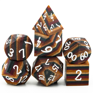 Udixi - Juego de dados poliédricos de madera para Dungeons and Dragons, con rayas marrones - Product Image 6
